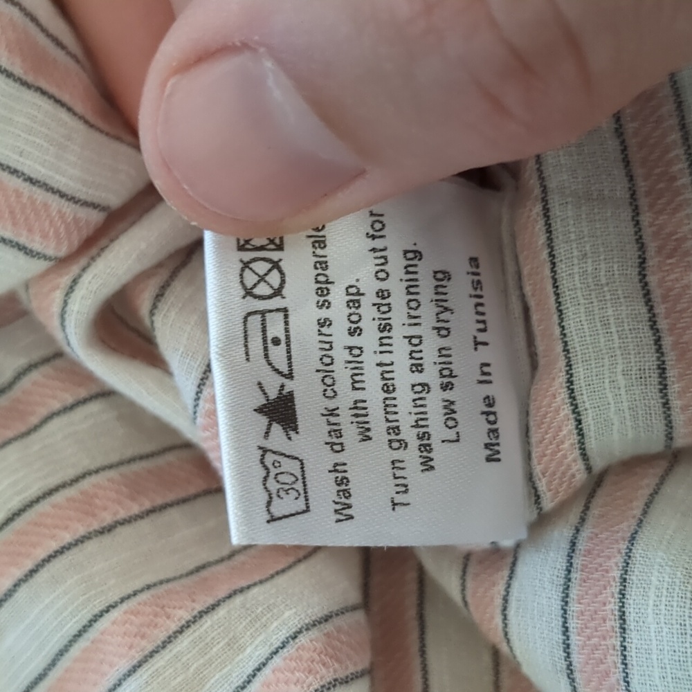 Morley Jelsa Girls Pink Striped Cotton Linen Blend Tie Back Dress - Picture 6 of 9